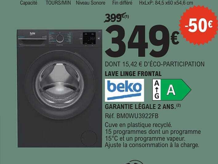 LAVE LINGE FRONTAL beko