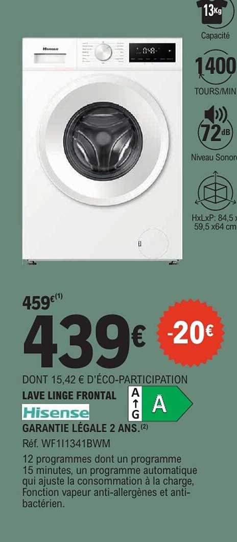 LAVE LINGE FRONTAL Hisense