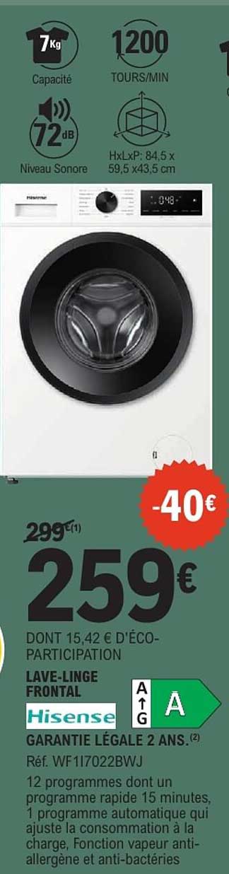 LAVE-LINGE FRONTAL Hisense