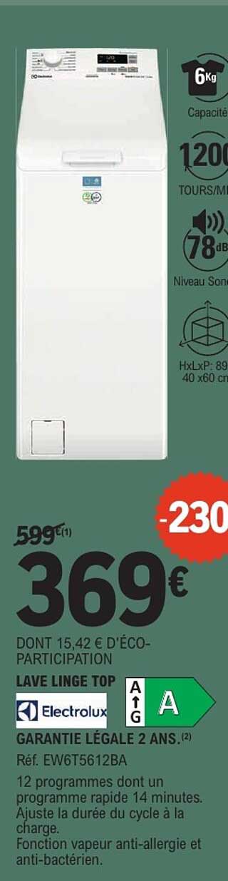 LAVE LINGE TOP Electrolux