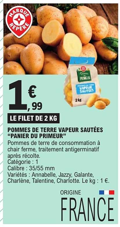 LE FILET DE 2 KG POMMES DE TERRE VAPEUR SAUTÉES “PANIER DU PRIMEUR”