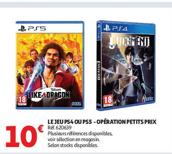 LE JEU PS4 OU PS5 - OPÉRATION PETITS PRIX