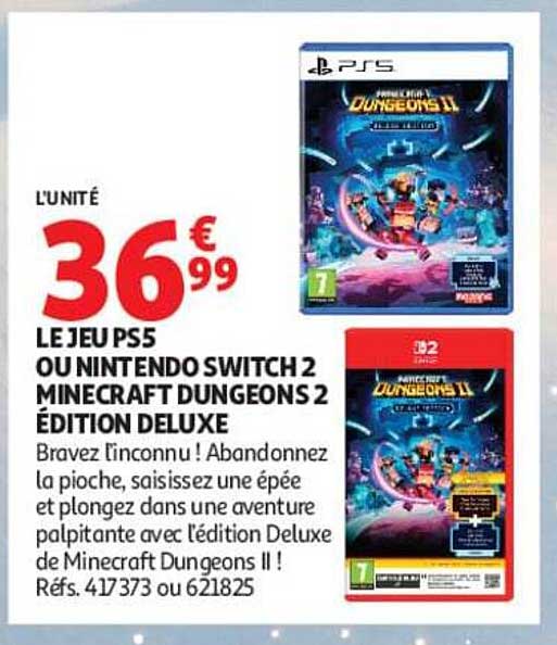 LE JEU PS5 OU NINTENDO SWITCH 2 MINECRAFT DUNGEONS 2 ÉDITION DELUXE