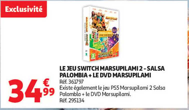 LE JEU SWITCH MARSUPILAMI 2 - SALSA PALOMBIA + LE DVD MARSUPILAMI