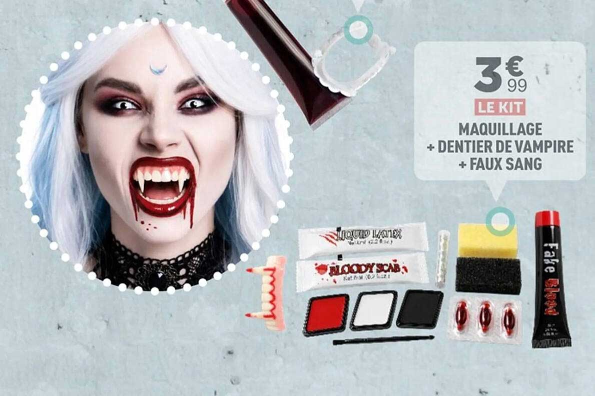 LE KIT MAQUILLAGE + DENTIER DE VAMPIRE + FAUX SANG