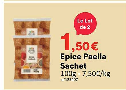 Le Lot de 2 Epice Paella Sachet 100g - 7,50€/kg