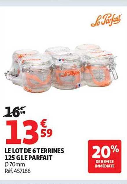 LE LOT DE 6 TERRINES 125 G LE PARFAIT Ø 70mm Réf. 457166