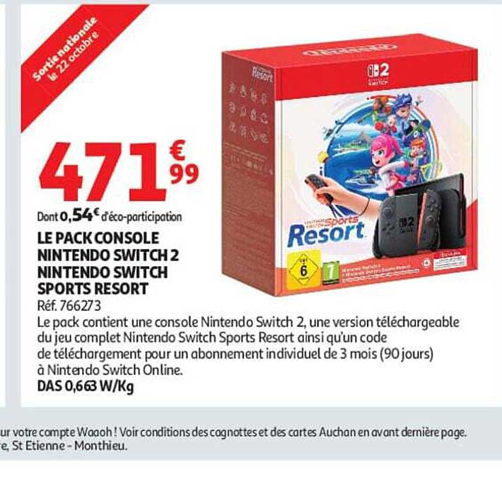 LE PACK CONSOLE NINTENDO SWITCH 2 NINTENDO SWITCH SPORTS RESORT