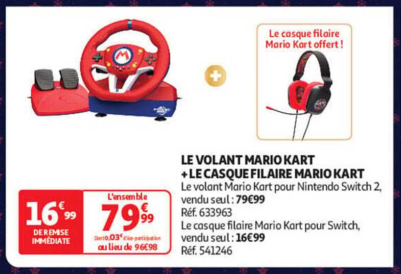 LE VOLANT MARIOKART + LE CASQUE FILAIRE MARIOKART