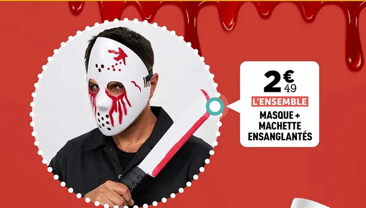 L’ENSEMBLE MASQUE + MACHETTE ENSANGLANTÉS