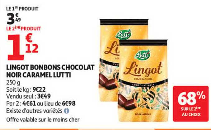 LINGOT BONSBONS CHOCOLAT NOIR CARAMEL LUTTI