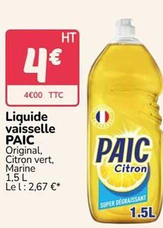Liquide vaisselle PAIC Original, Citron vert, Marine 1,5 L