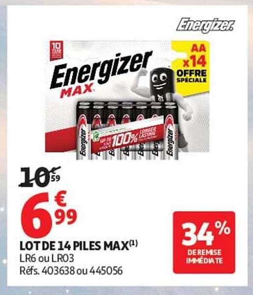 LOT DE 14 PILES MAX(1) LR6 ou LR03 Réfs. 403638 ou 445056