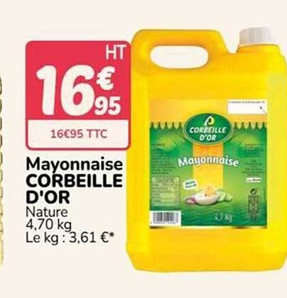 Mayonnaise CORBEILLE D'OR Nature 4,70 kg Le kg : 3,61 €*