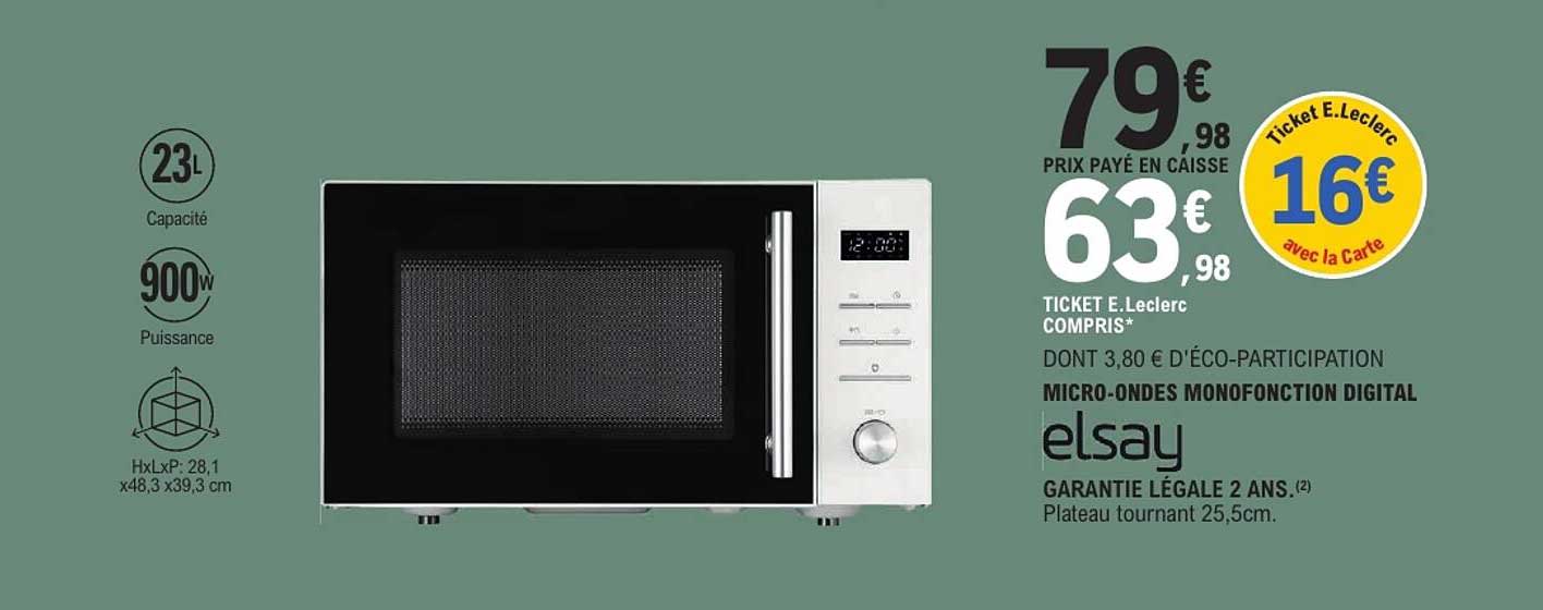 Micro-ondes monofonction digital elsay