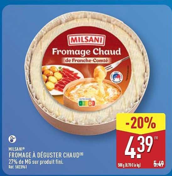 MILSANI Fromage à déguster chaud 27% de MG sur produit fini. Réf. 5023961