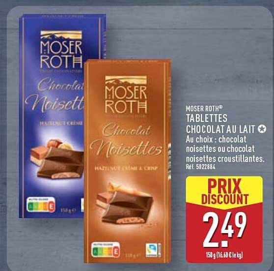 MOSER ROTH® TABLETTES CHOCOLAT AU LAIT