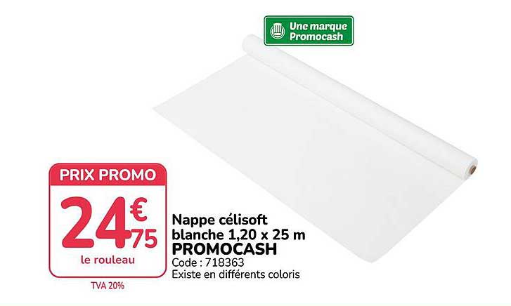 Nappe célisoft blanche 1,20 x 25 m PROMOCASH