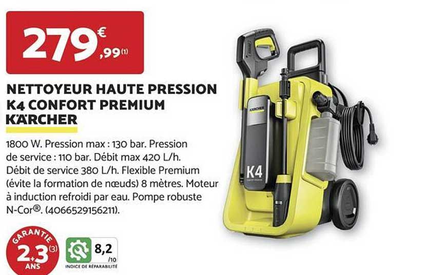 NETTOYEUR HAUTE PRESSION K4 CONFORT PREMIUM KARCHER