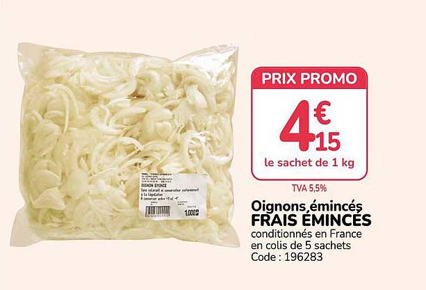 Oignons émincés FRAIS ÉMINCÉS