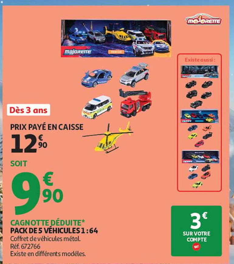 PACK DE 5 VÉHICULES 1:64