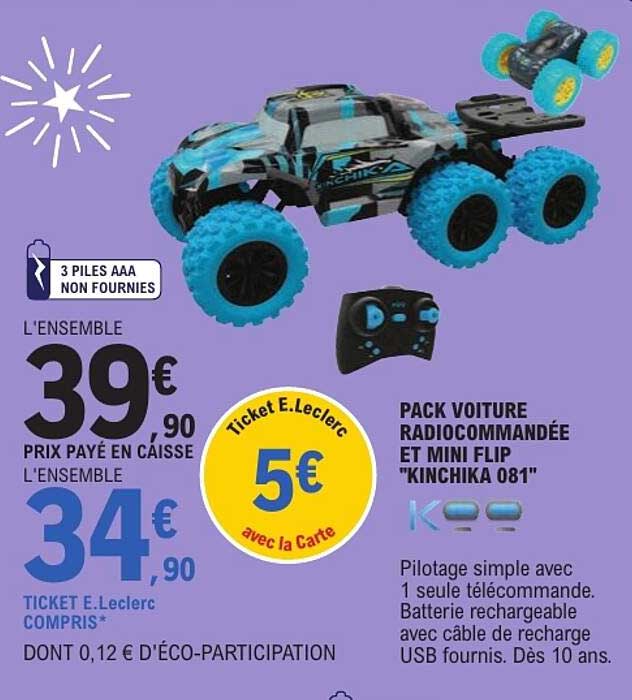 PACK VOITURE RADIOCOMMANDÉE ET MINI FLIP "KINCHIKA 081"