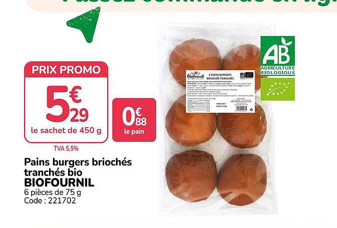 Pains burgers briochés tranchés bio BIOFOURNIL