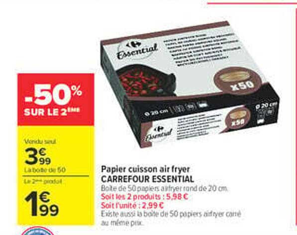 Papier cuisson air fryer CARREFOUR ESSENTIAL
