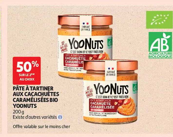 PÂTE À TARTINER AUX CACAHUÈTES CARAMÉLISÉES BIO YOO NUTS 200 g
