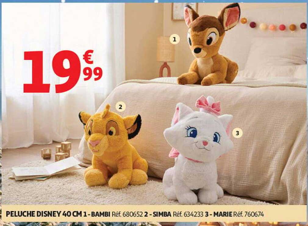 PELUCHE DISNEY 40 CM 1 - BAMBI Réf. 680652 2 - SIMBA Réf. 634233 3 - MARIE Réf. 760674
