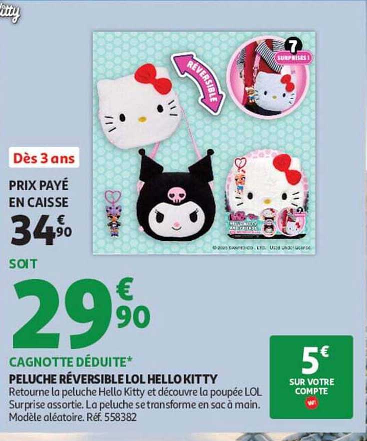 PELUCHE RÉVERSIBLE LOL HELLO KITTY