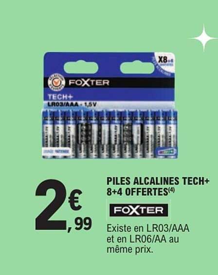 PILES ALCALINES TECH+ 8+4 OFFERTES(4)