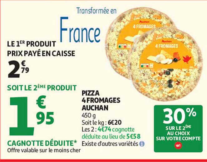 PIZZA 4 FROMAGES AUCHAN
