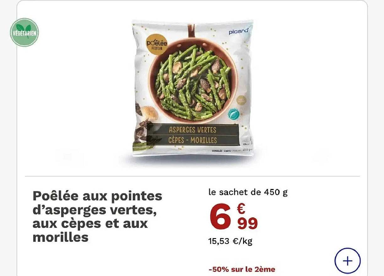Poêlée aux pointes d’asperges vertes, aux cèpes et aux morilles