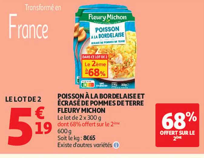 POISSON À LA BORDELAISE ET ÉCRASÉ DE POMMES DE TERRE FLEURY MICHON