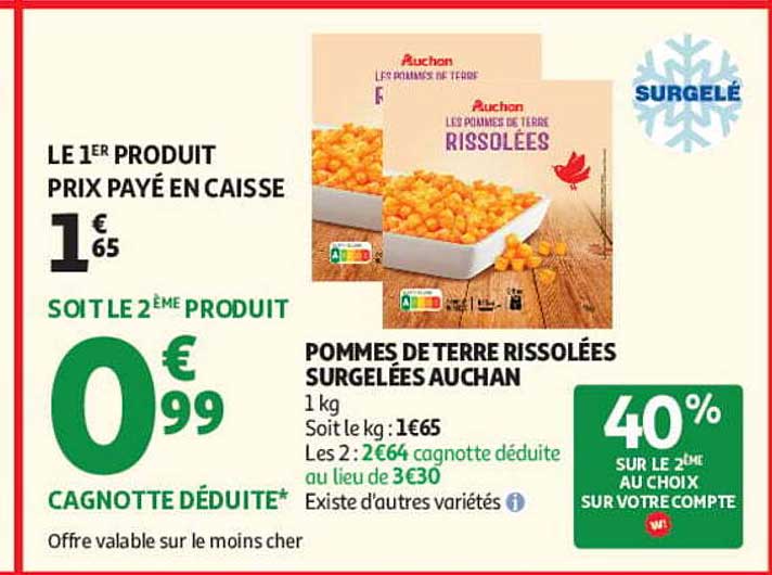 POMMES DE TERRE RISSOLEES SURGELEES AUCHAN