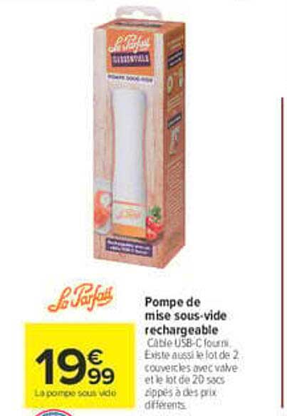 Pompe de mise sous-vide rechargeable