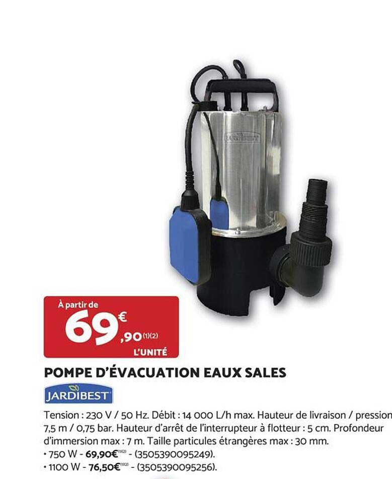 POMPE D’ÉVACUATION EAUX SALES