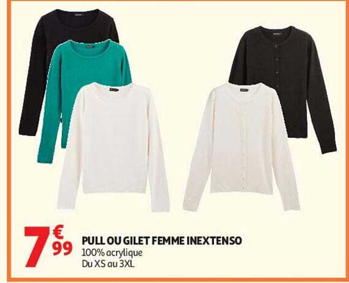 PULL OU GILET FEMME INEXTENSO 100% acrylique Du XS au 3XL