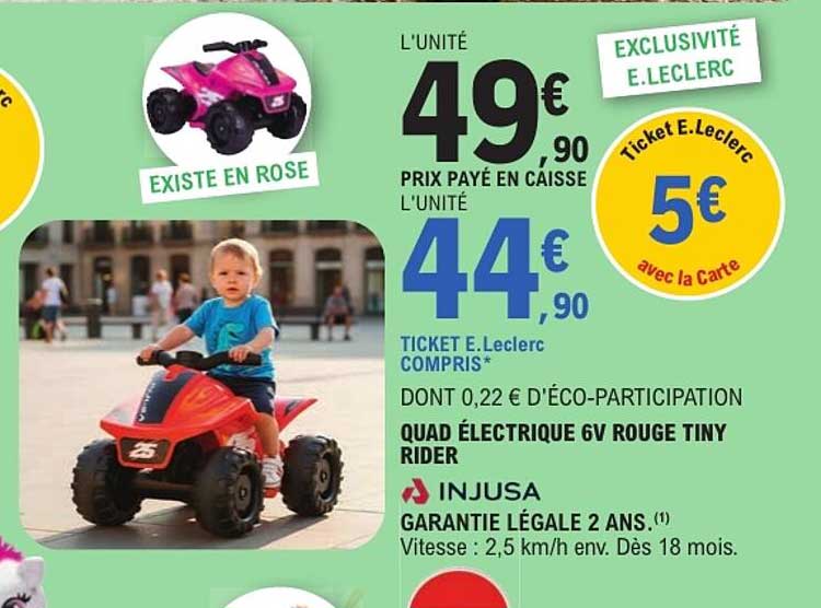 QUAD ÉLECTRIQUE 6V ROUGE TINY RIDER