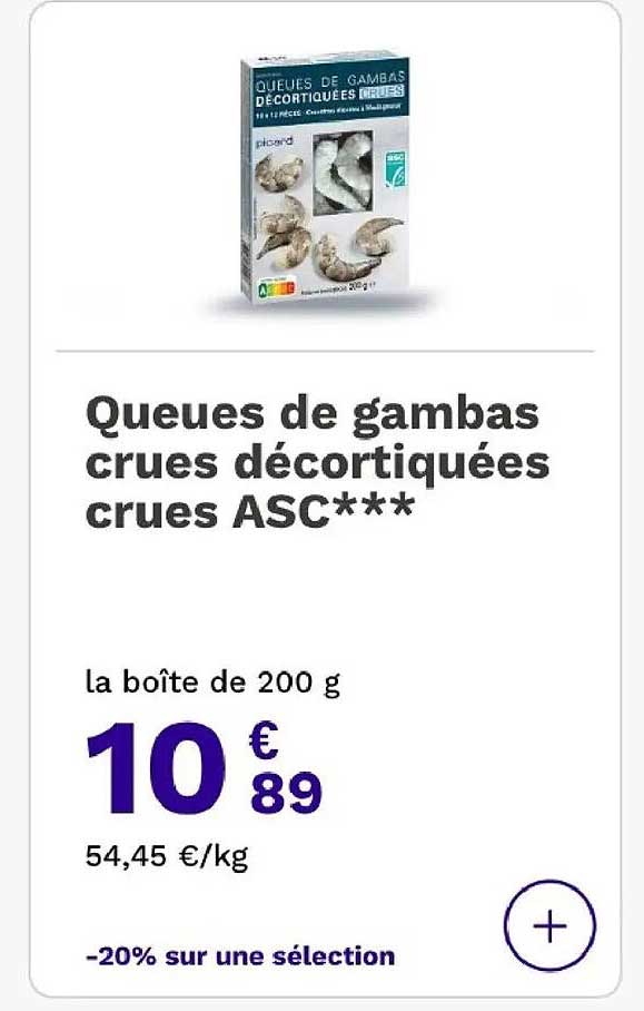 Queues de gambas crues décortiquées crues ASC***