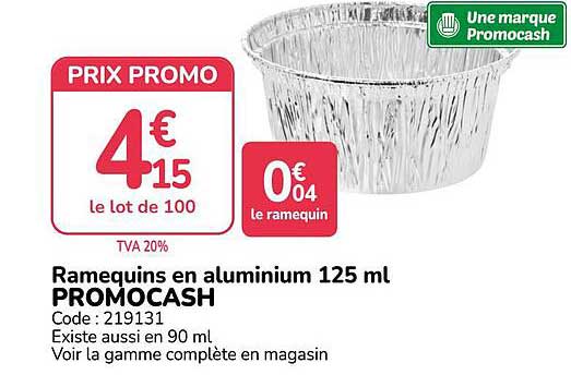 Ramequins en aluminium 125 ml PROMOCASH