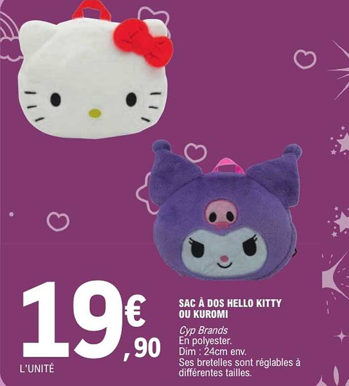 SAC À DOS HELLO KITTY OU KUROMI