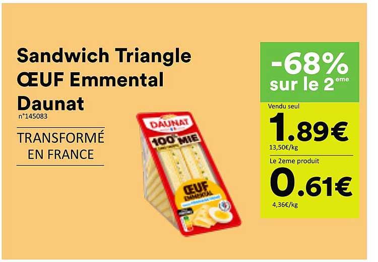 Sandwich Triangle ŒUF Emmental Daunat