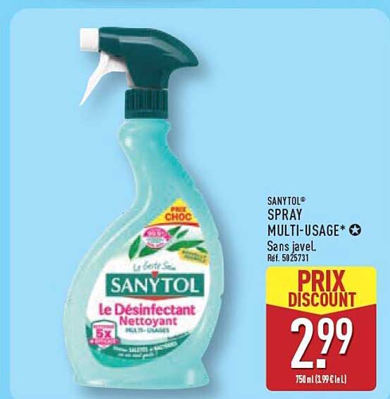 SANYTOL SPRAY MULTI-USAGE* Sans javel. Réf. 5025731