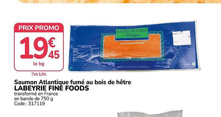 Saumon Atlantique fumé au bois de hêtre LABEYRIE FINE FOODS
