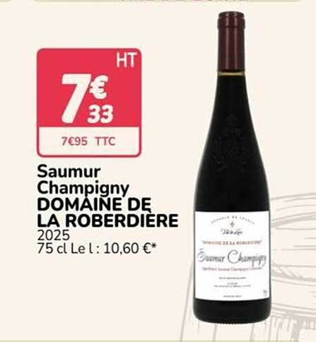 Saumur Champigny DOMAINE DE LA ROBERDIERE 2025 75 cl Le L : 10,60 €