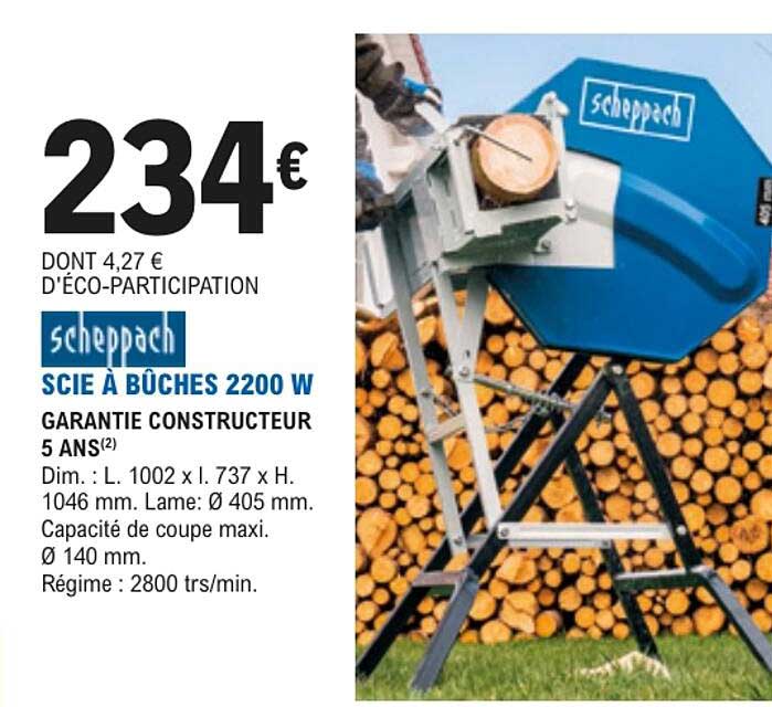 scheppach SCIE À BÛCHES 2200 W