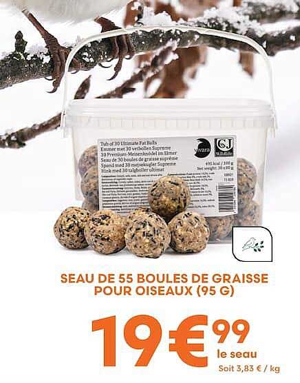 SEAU DE 55 BOULES DE GRAISSE POUR OISEAUX (95 G)
