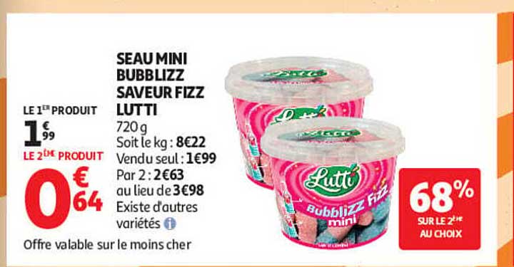 SEAU MINI BUBBLIZZ SAVEUR FIZZ LUTTI